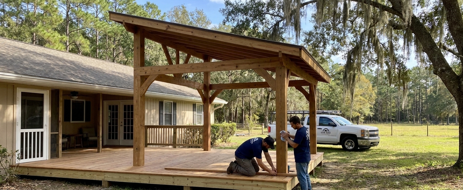 Live Oak Deck Builders covered pergola shade structure