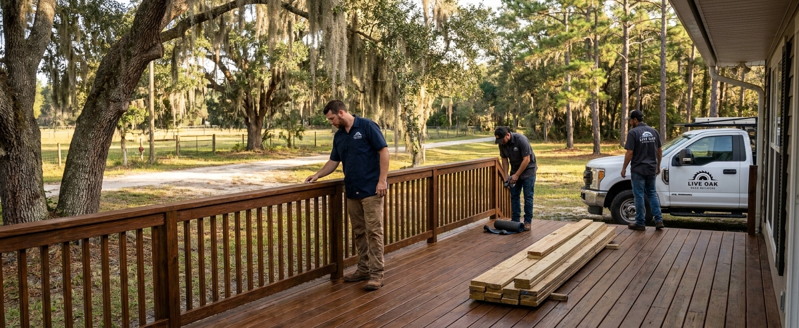 Live Oak Deck Builders deck repair and staining project