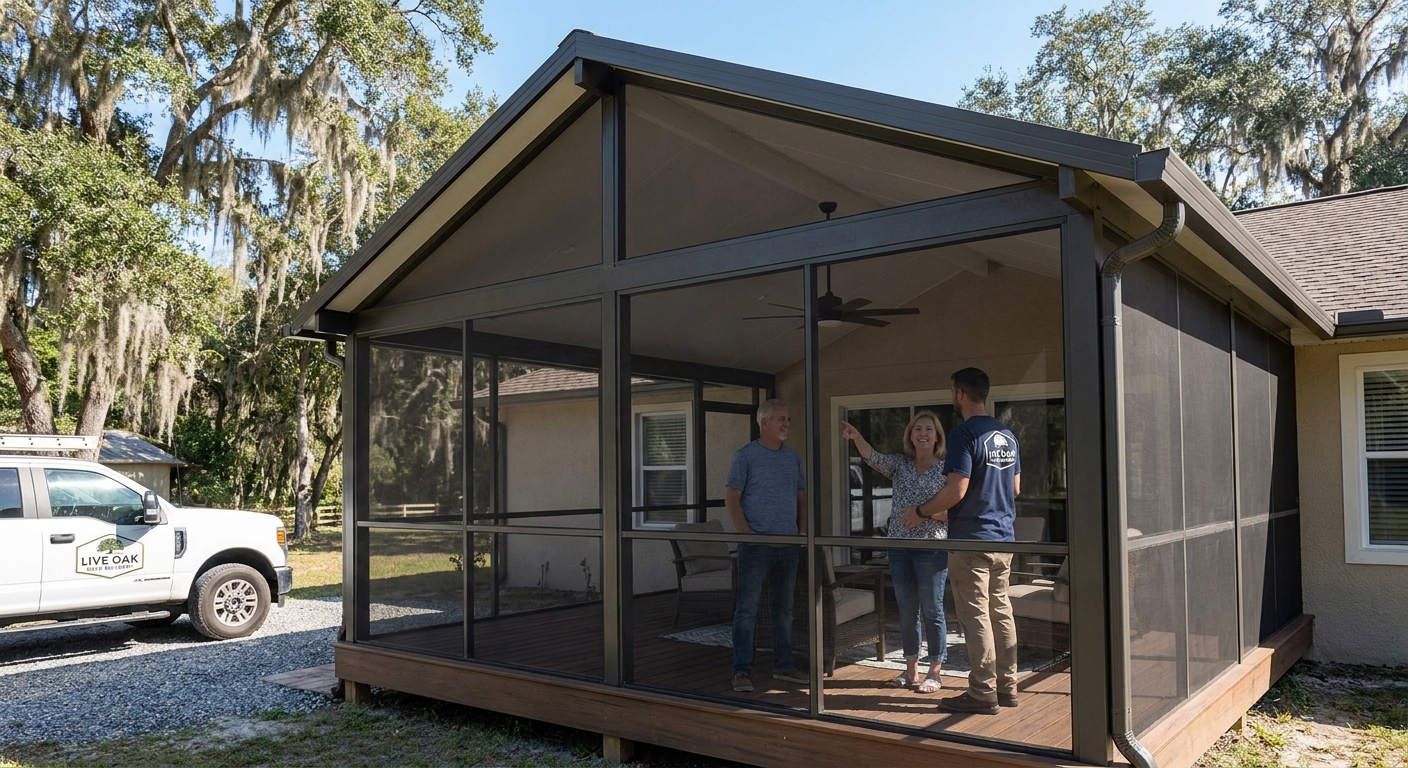 Live Oak Deck Builders screened deck enclosure