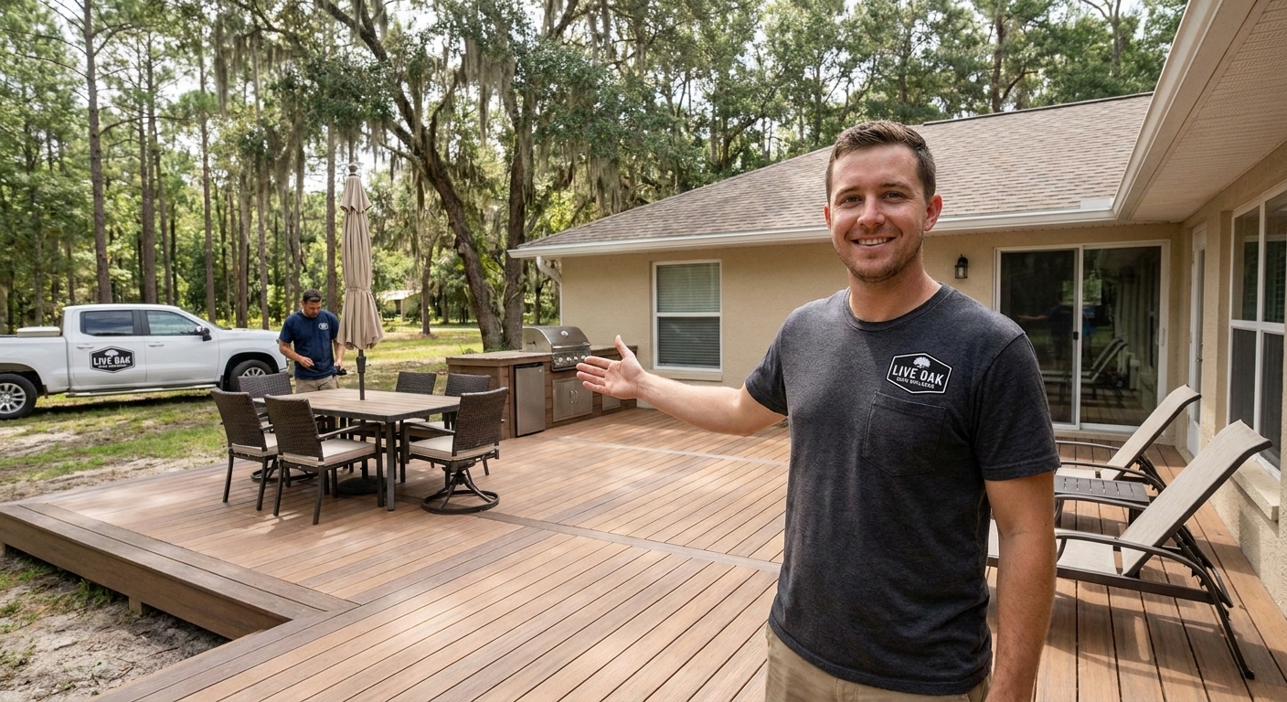Live Oak Deck Builders - custom backyard deck with outdoor furniture in Live Oak, FL